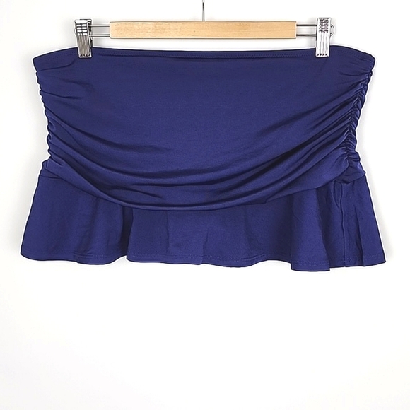 Lands' End Womens Swim Skirt Royal Blue Lined Bottom Gathered Fun Size  14 - Picture 1 of 9